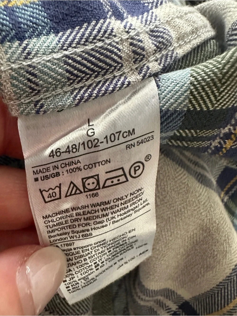 Banana Republic Luxe Flannel Shirt Large Camden Fit Plaid Blue Green Mint